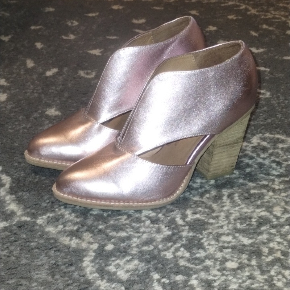Jeffrey Campbell Deep-V Rose Gold Heeled Booties